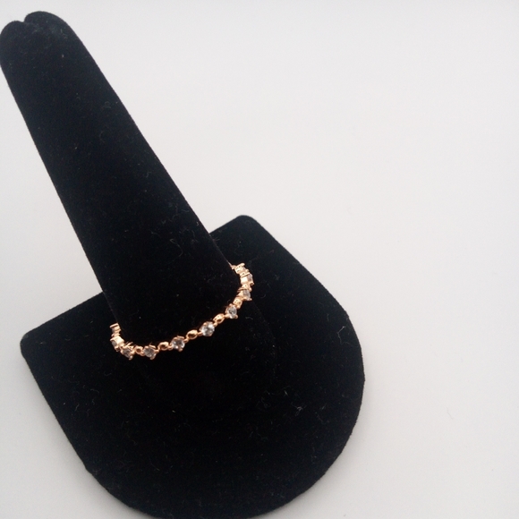 New Gold Sterling Silver Eternity Thin CZ Rin - Picture 2 of 3